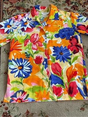 Jordan vibrant floral print button up